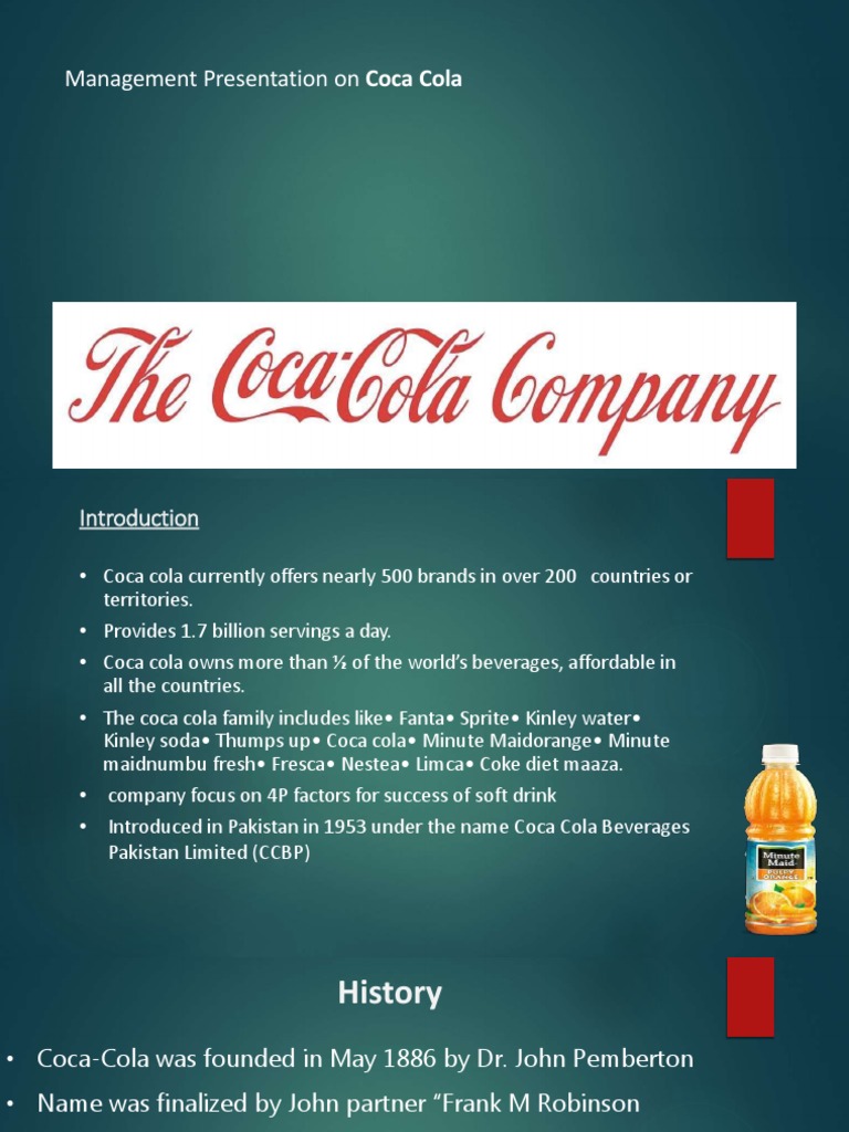 Management Presentation On Coca Cola | PDF | Coca Cola | Competition
