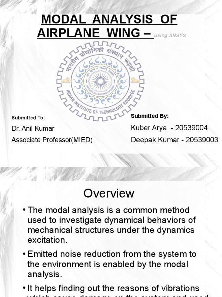 Modal Analysis of Airplane Wing - : Dr. Anil Kumar Associate Professor ...