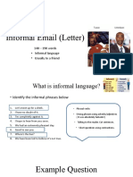 Informal Email (Letter) : 140 - 190 Words - Informal Language - Usually To A Friend