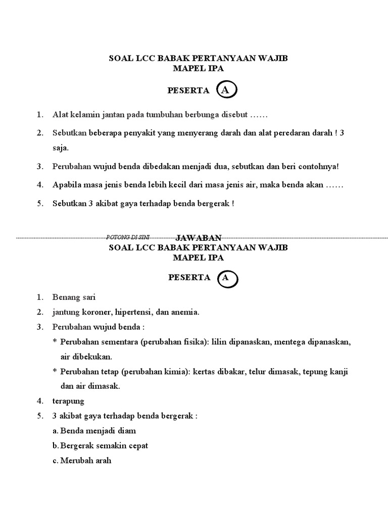 Kumpulan Soal Cerdas Cermat Matematika Sma Dan Jawabannya