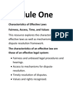Module One: Characteristics of Effective Laws Fairness, Access, Time, and Values