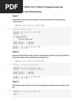 ITEC-425 / SENG-425: Python Programming Lab Lab 8: Lists and Dictionaries Task 1