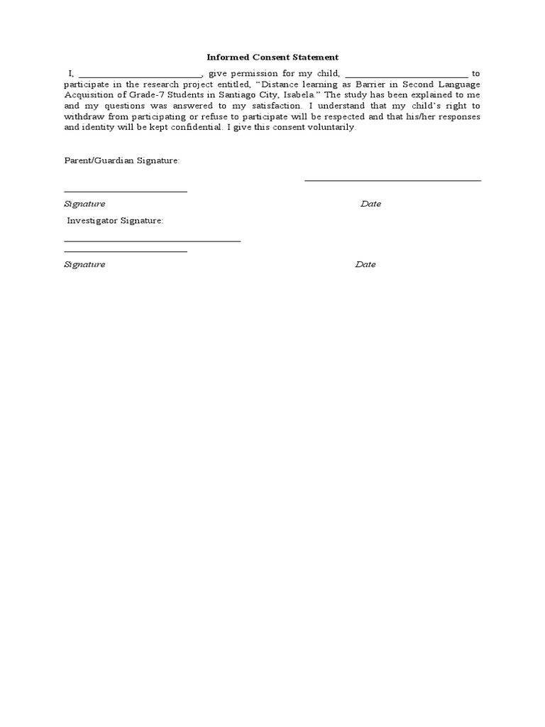 Informed Consent for Research Study | PDF