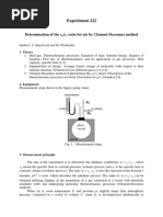 Determination of The C /C Ratio For Air by Clement-Desormes Method