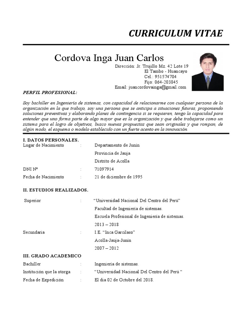 5 Curriculum Vitae Descriptivo PDF Per Inform tica