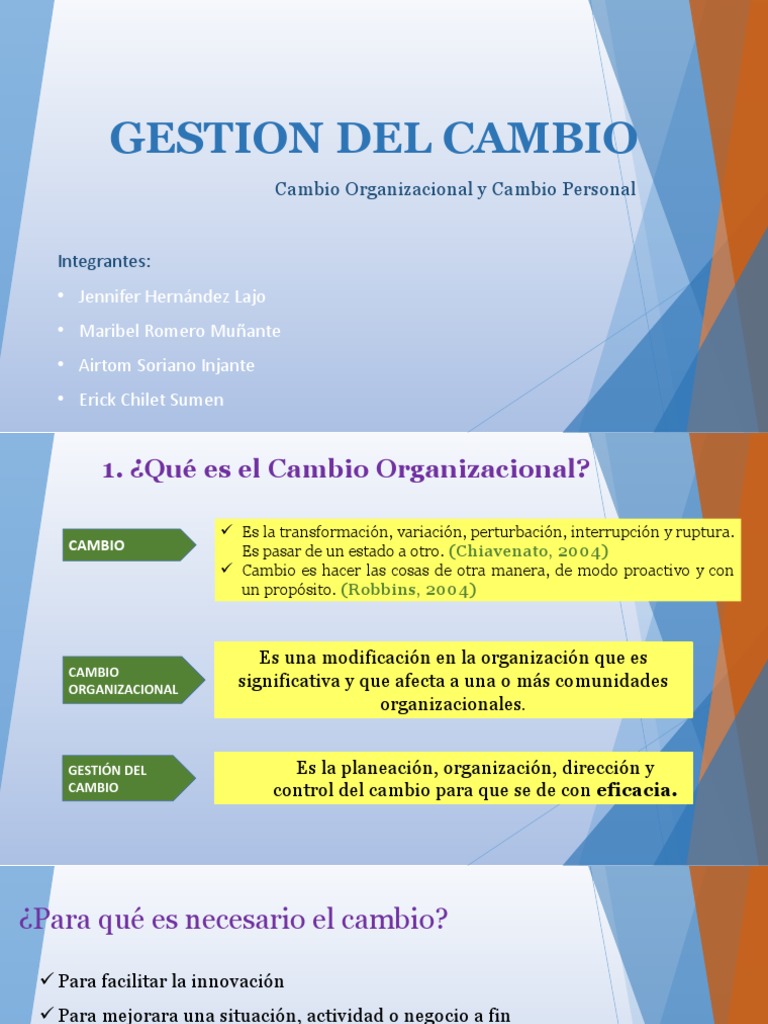 Gestión del Cambio Organizacional y Personal | PDF | Gestión del cambio ...