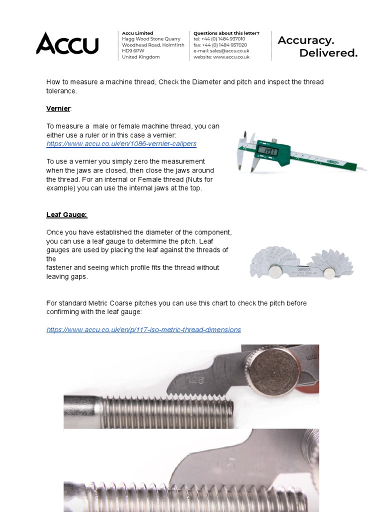 Measuring and Checking Thread Accuracy | PDF | Tools | Metalworking