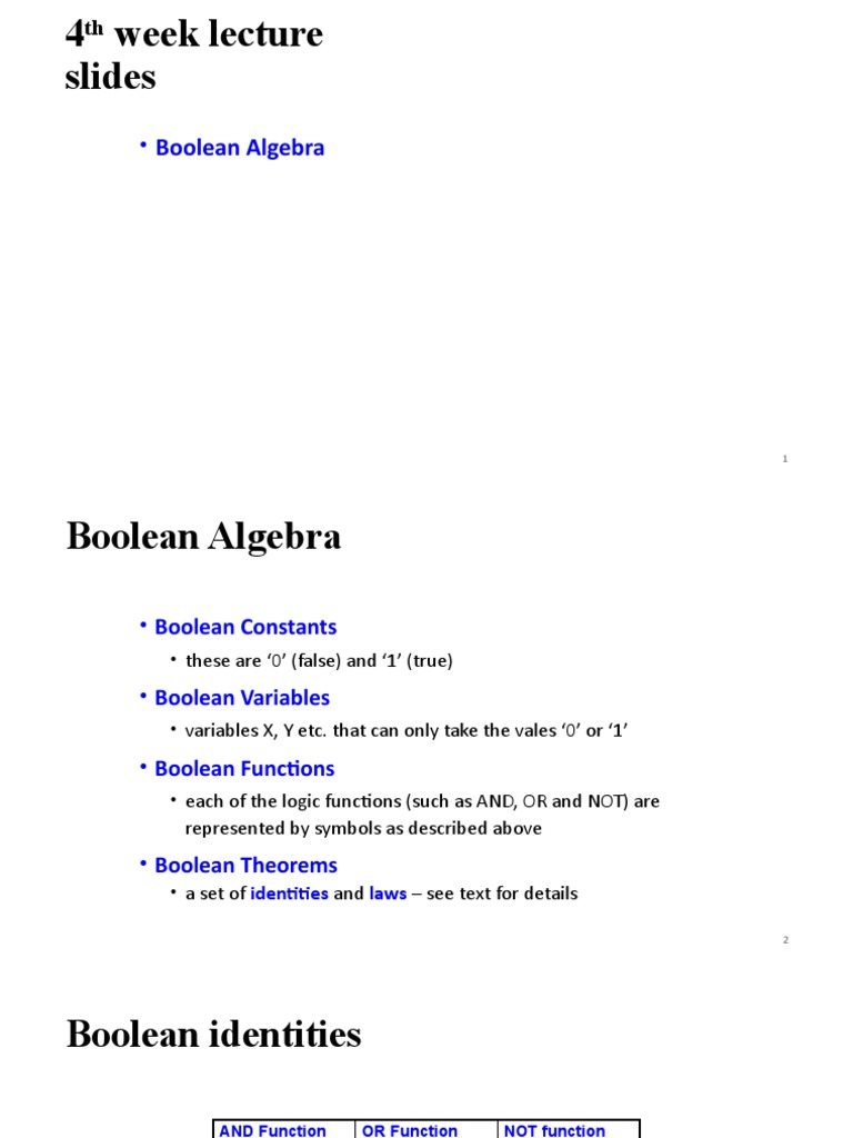 Lecture Slides Week 04 | PDF | Boolean Algebra | Teaching Mathematics
