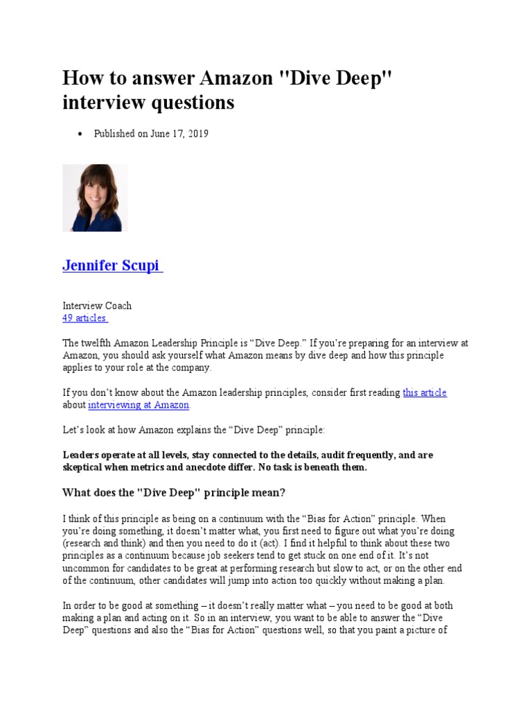 How To Answer Amazon "Dive Deep" Interview Questions Jennifer Scupi PDF