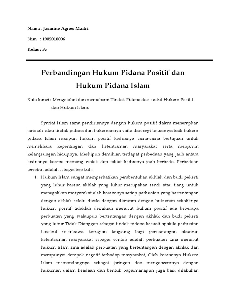 Perbandingan Hukum Pidana Islam dan Positif | PDF | Politik | Hukum