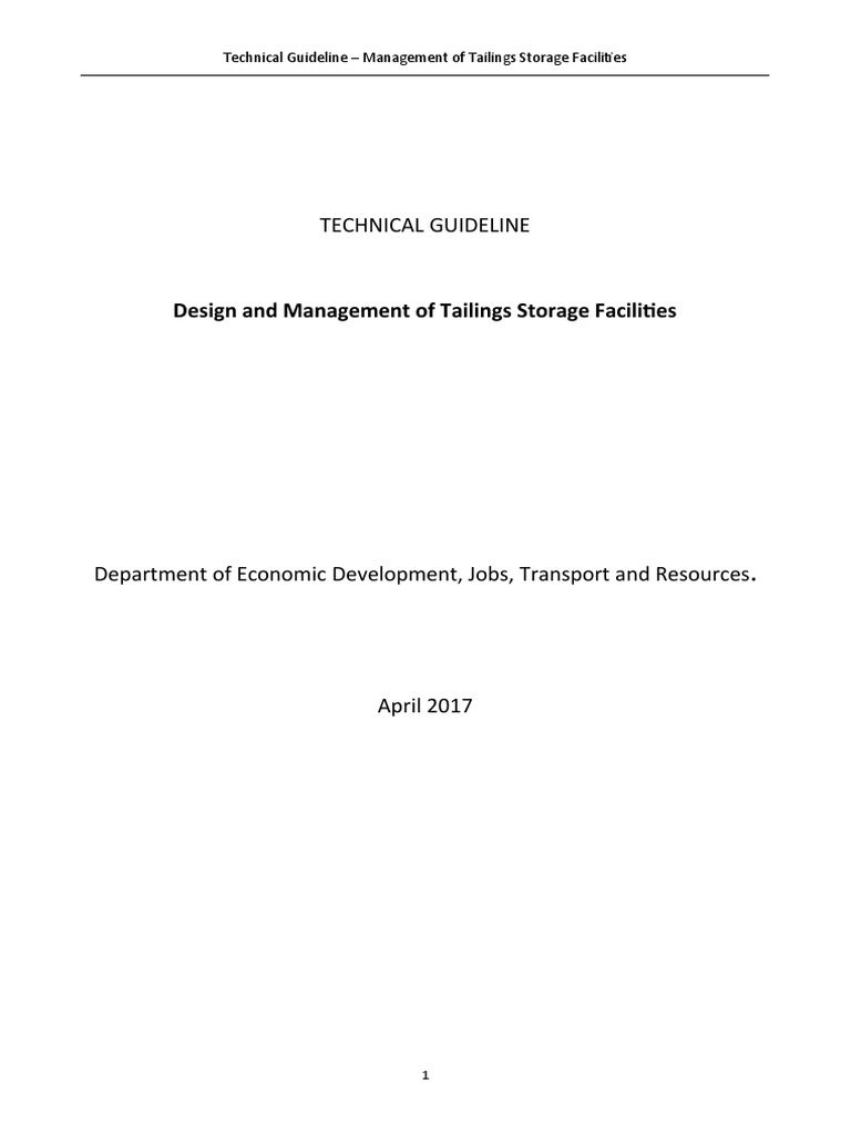 Technical Guideline: Design and Management of Tailings Storage ...