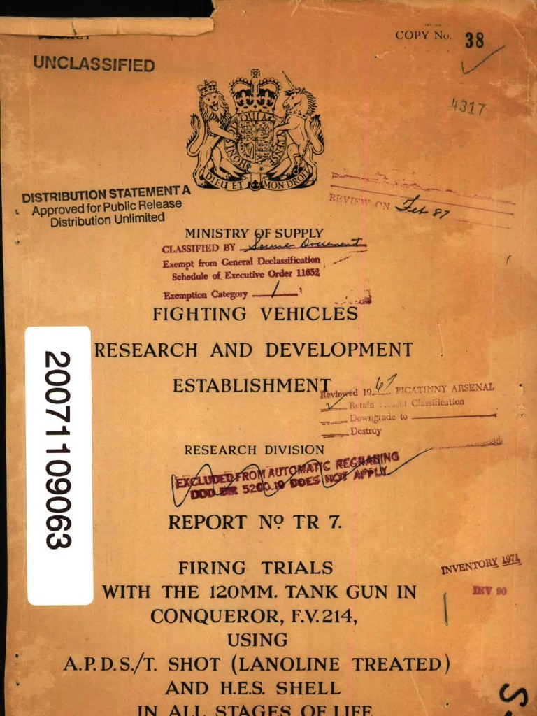 120mm APDS/T Firing Trials Report | PDF | Shell (Projectile) | Gun Barrel