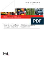 BS ISO 223012019 Security and Resilience - Business Continuity Management Systems - Requirements by ISO