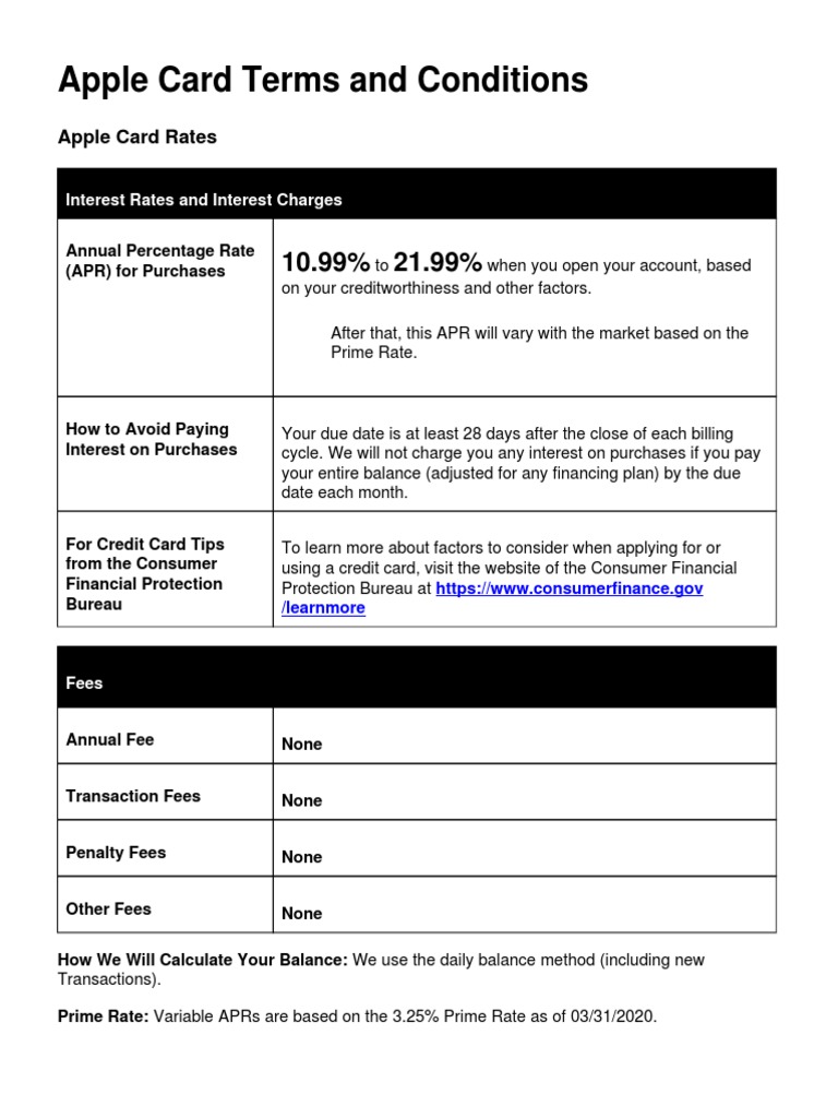 Apple Card Terms and Conditions | PDF | I Cloud | Annual 