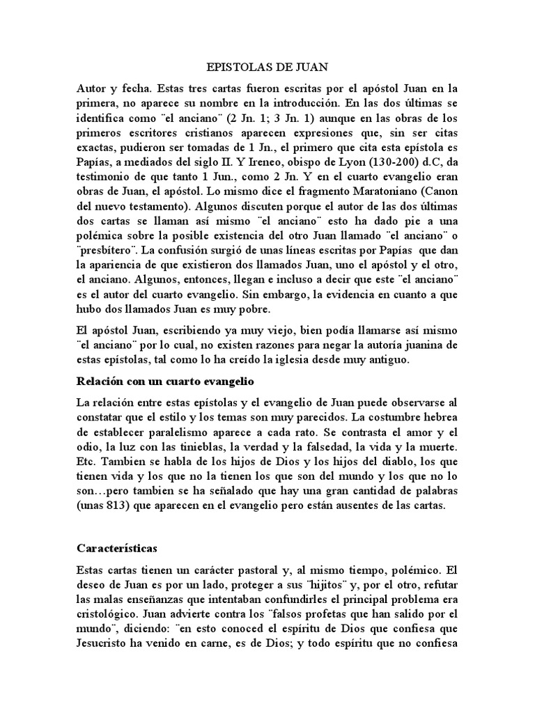 Epistolas de Juan PDF Juan el apóstol Evangelio de juan