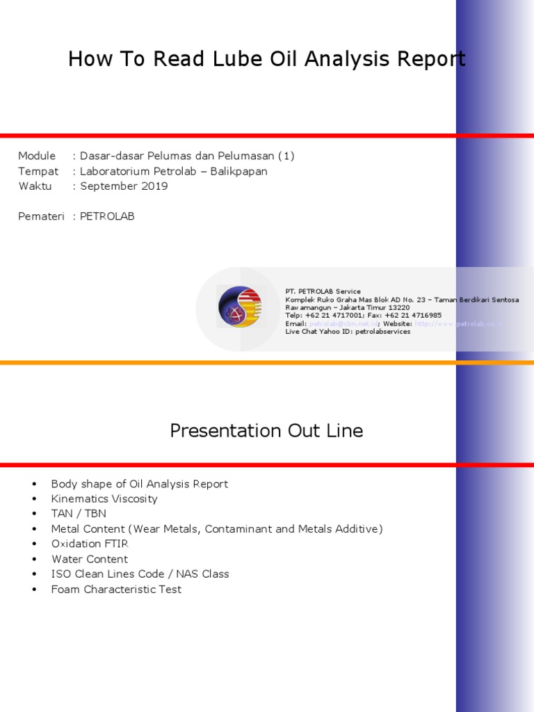 How To Read Lube Oil Analysis Report PDF