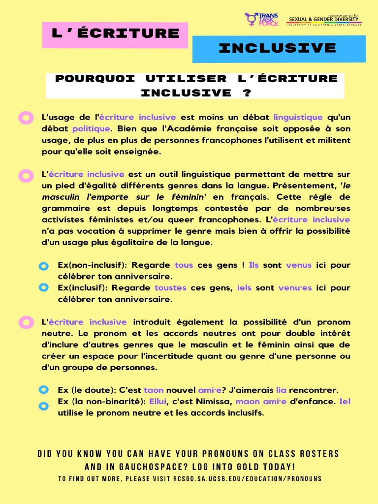 L'écriture Inclusive | PDF