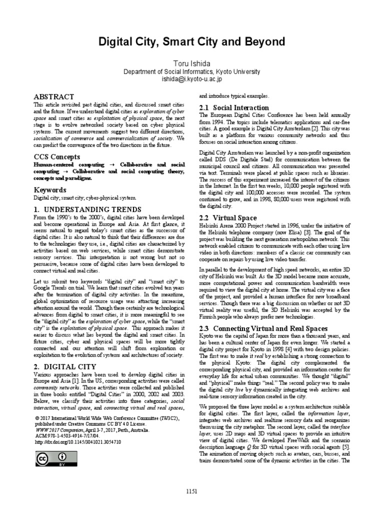 Digital City, Smart City and Beyond | PDF | Computer Network | Virtual ...