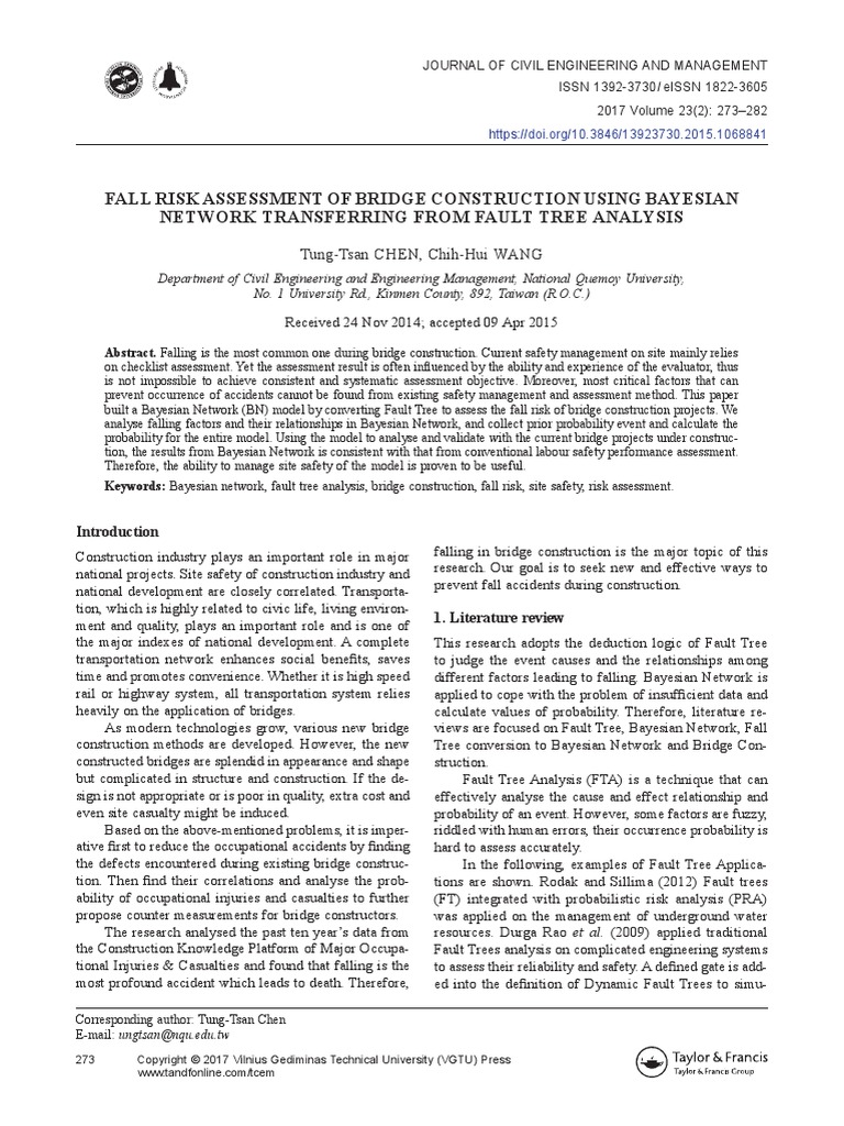 Fall Risk Assessment of Bridge Construction Using | PDF | Bayesian ...