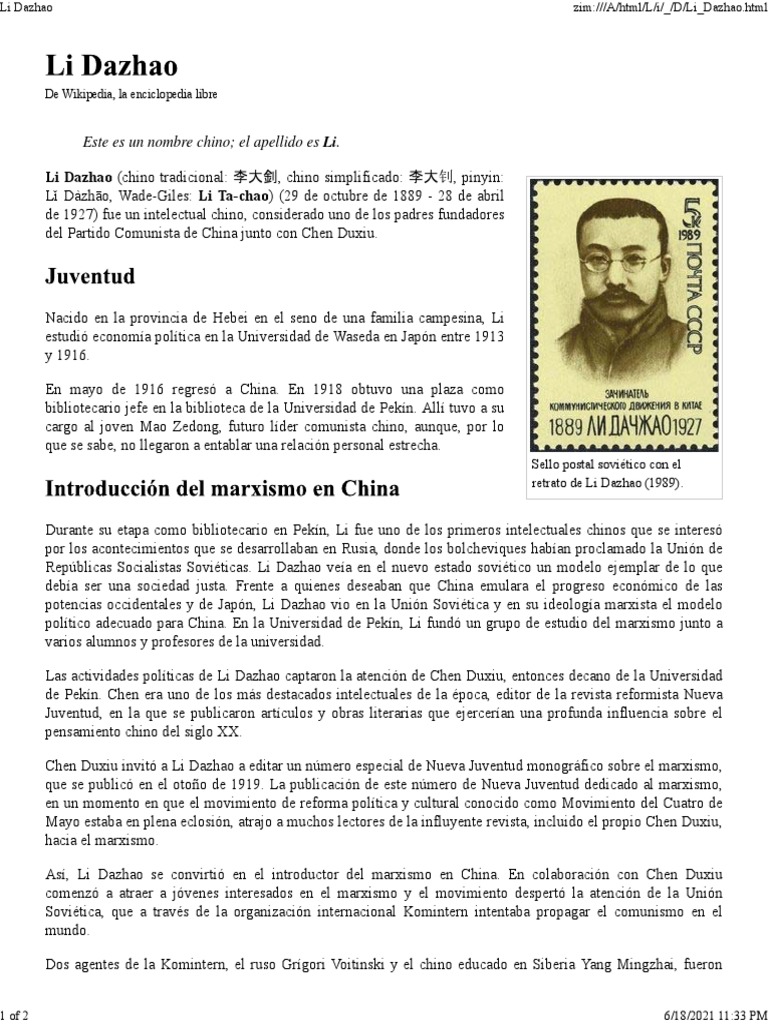 Li Dazhao | PDF | Comunismo | Partido Comunista de China