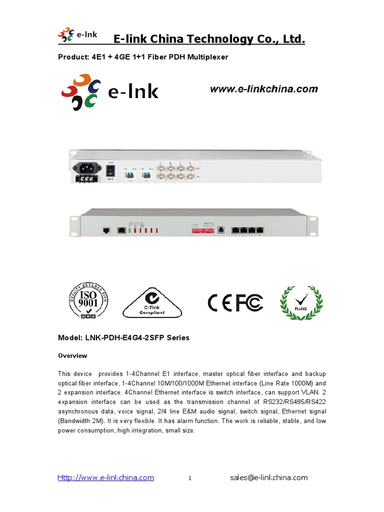 E-Link China Technology Co., LTD.: Product: 4E1 + 4GE 1+1 Fiber PDH ...