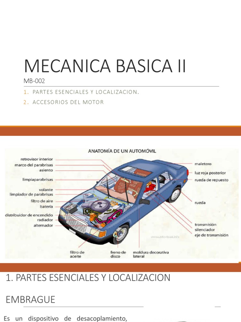 Componentes Esenciales del Automóvil | PDF | Motor de combustión interna |  Transmisión (Mecánica), image size:768x1024
