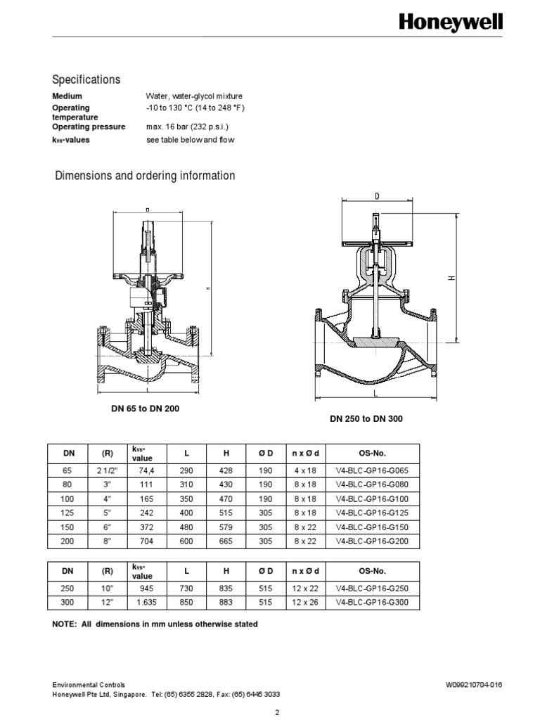 Kvs Values for Honeywell Control Valves | PDF