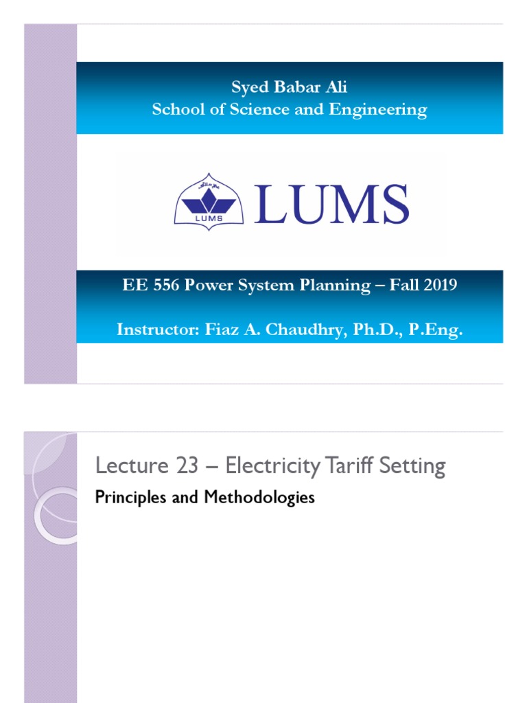 Lec+23-Tariff+Setting+Principles+nad+Methodologiesf EE556+ 1 | PDF ...