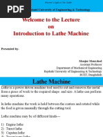 Welcome To The Lecture On Introduction To Lathe Machine: Rajshahi University of Engineering & Technology