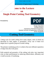 Welcome To The Lecture On Single Point Cutting Tool Geometry