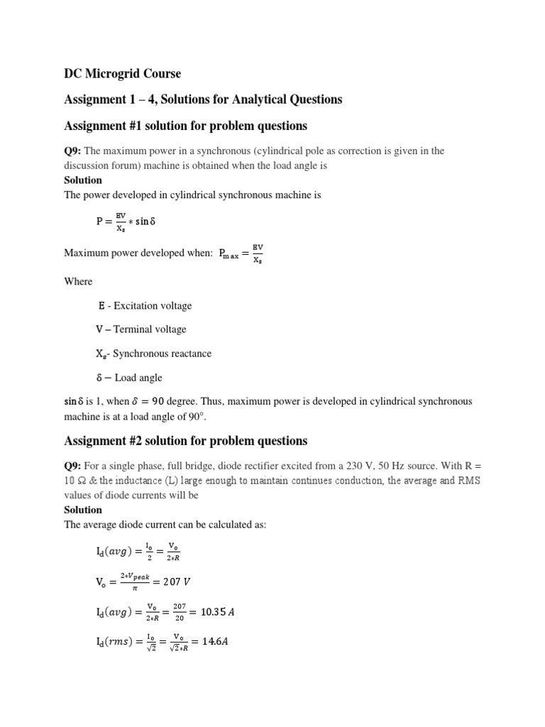 DC Microgrid Course: Assignment Solutions | PDF | Power Inverter ...
