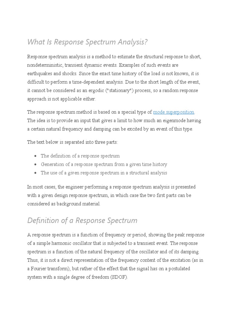 What Is Response Spectrum Analysis PDF Normal Mode Spectral Density