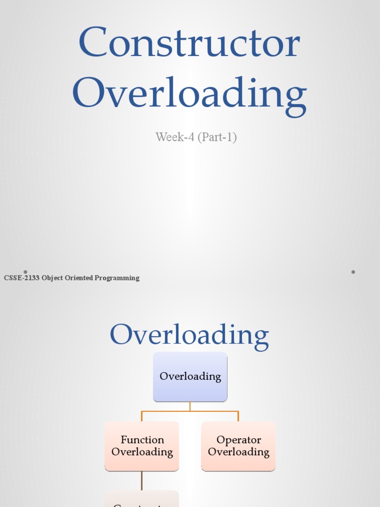 Constructor Overloading: Week-4 (Part-1) | PDF | Subroutine | Parameter ...