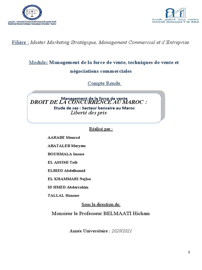 Management de la Force de Vente au Maroc | PDF | Sodles | Recrutement