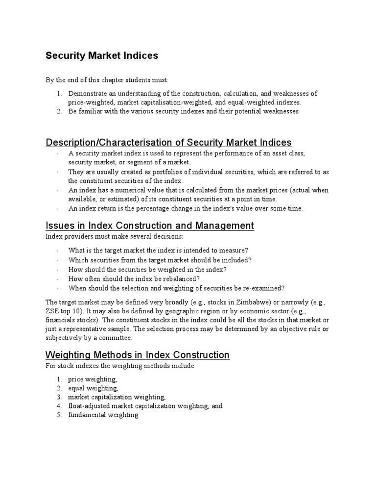 Security Market Indices Chapter 3 PDF Stock Market Index Dow