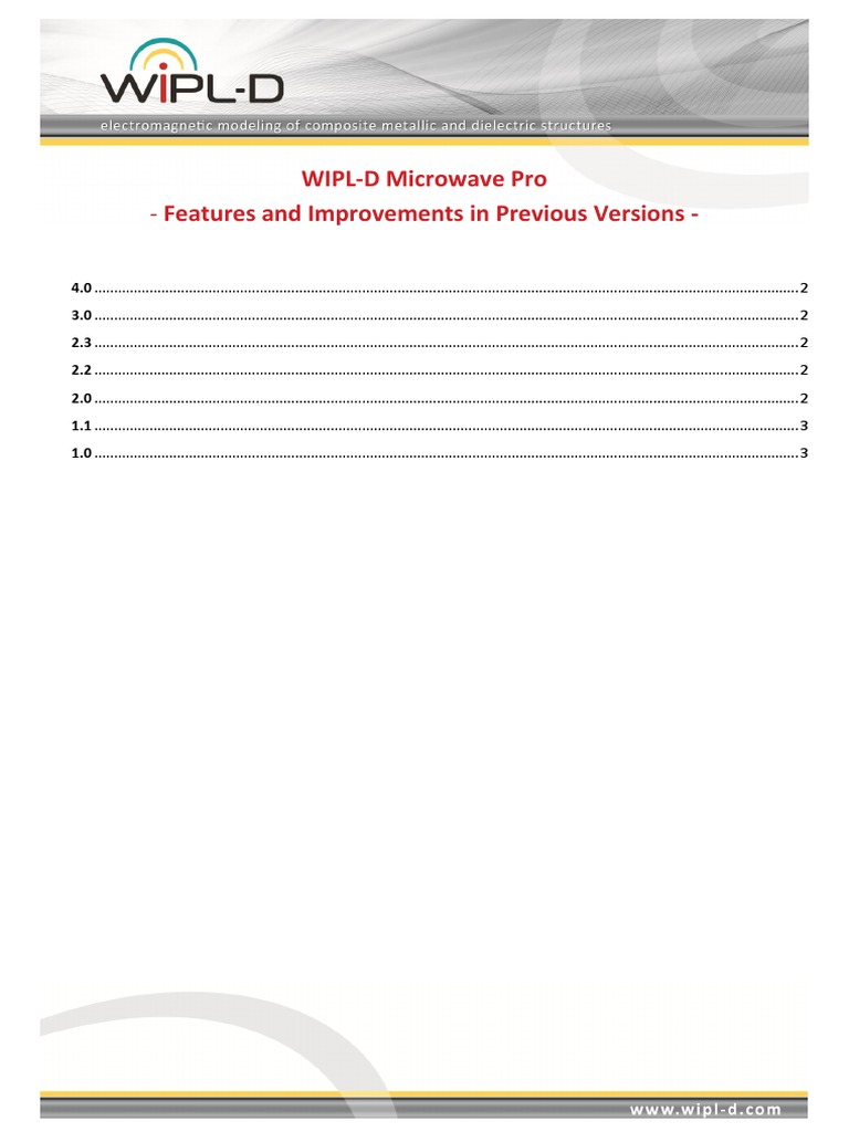 WIPL-D Microwave Pro Version Updates | PDF | Microwave | Electronic Filter