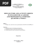 Mini Lecture and Activity Sheets in English For Academic and Professional Purposes Quarter 4, Week 5