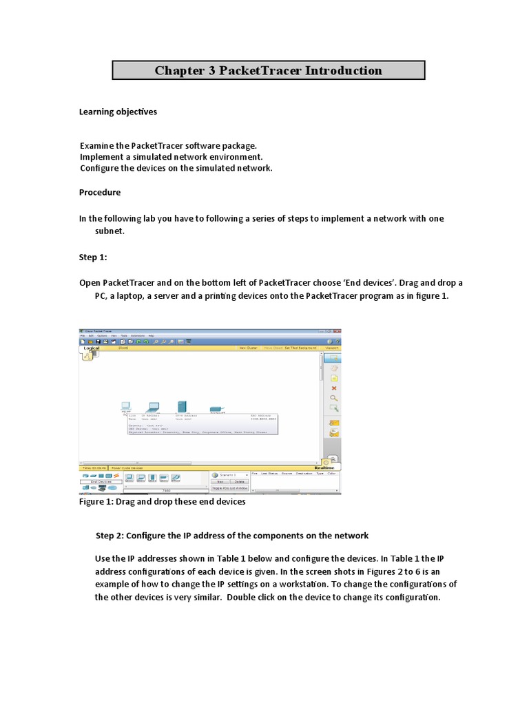 Chapter 3 Packettracer Introduction: Learning Objectives | PDF | Ip ...