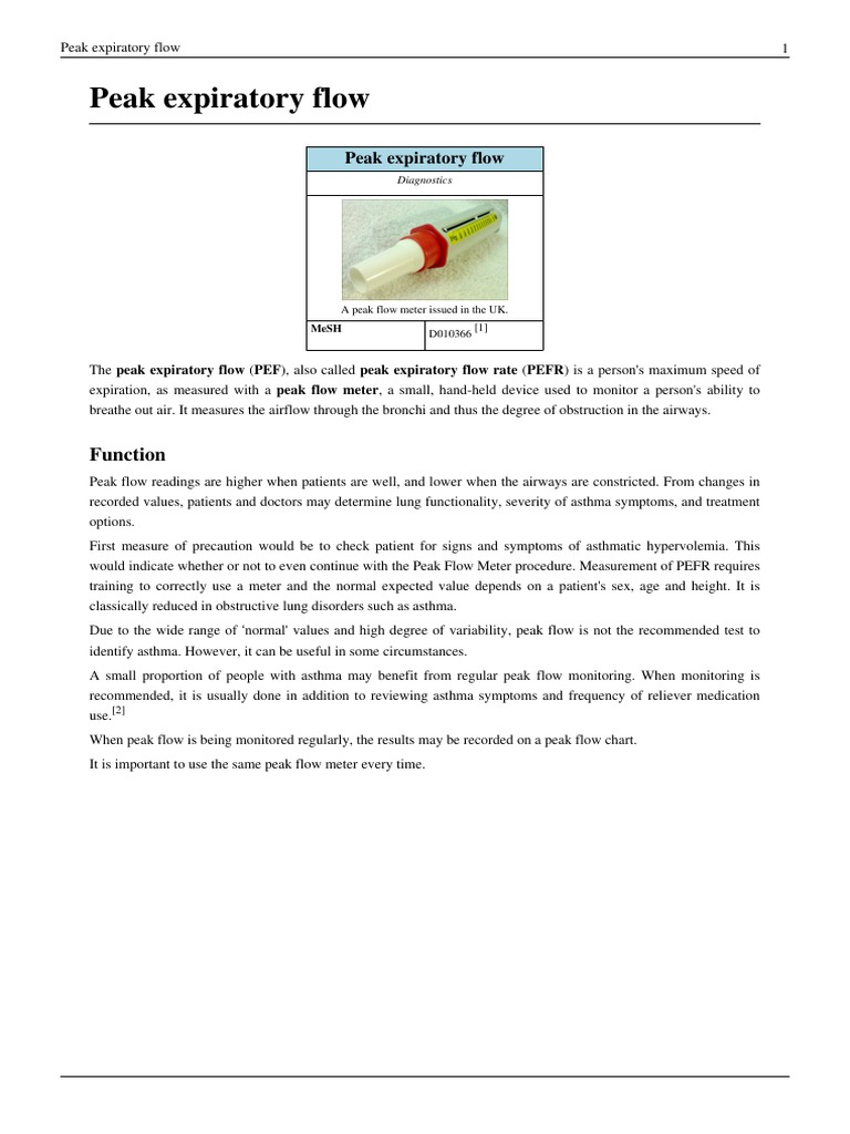 Peak Flow Meter PDF Clinical Medicine Pulmonology