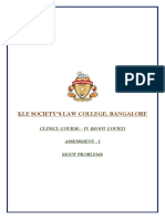 Kle Society'S Law College, Bangalore: Clinicl Course - Iv (Moot Court)