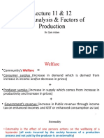 Lecture 11 & 12 Cost Analysis & Factors of Production: Dr. Qais Aslam