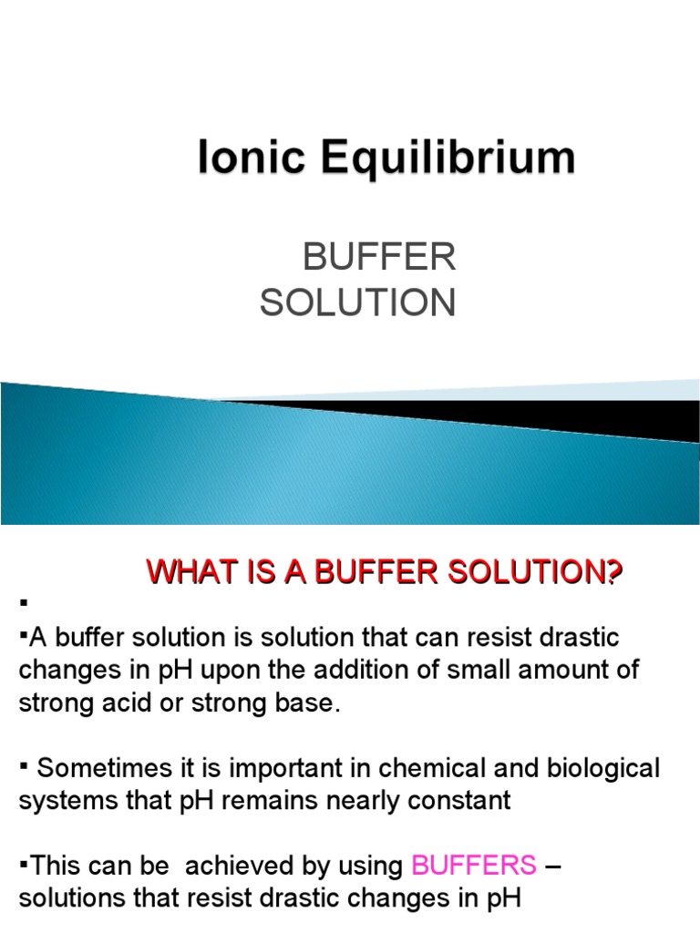 Chapter 4.0 Buffer Solution | PDF | Buffer Solution | Acid Dissociation ...