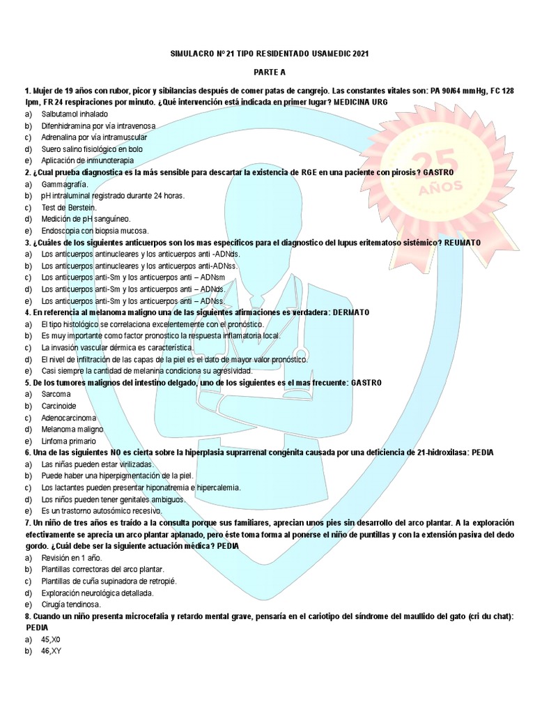 Simulacro 21 | PDF | Cáncer de mama | Cáncer colonrectal