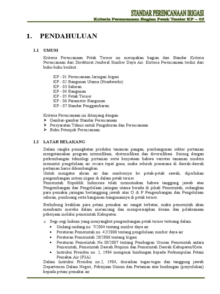 Standar Perencanaan Irigasi | PDF