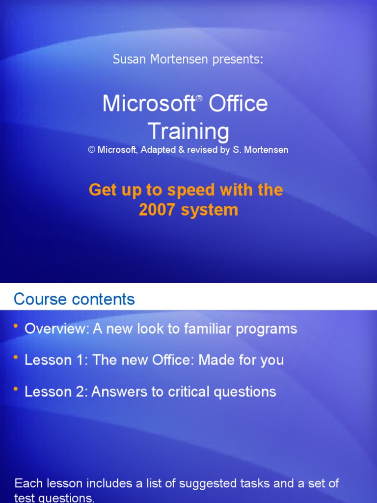 Microsoft Office Training: Get Up To Speed With The 2007 System | PDF ...