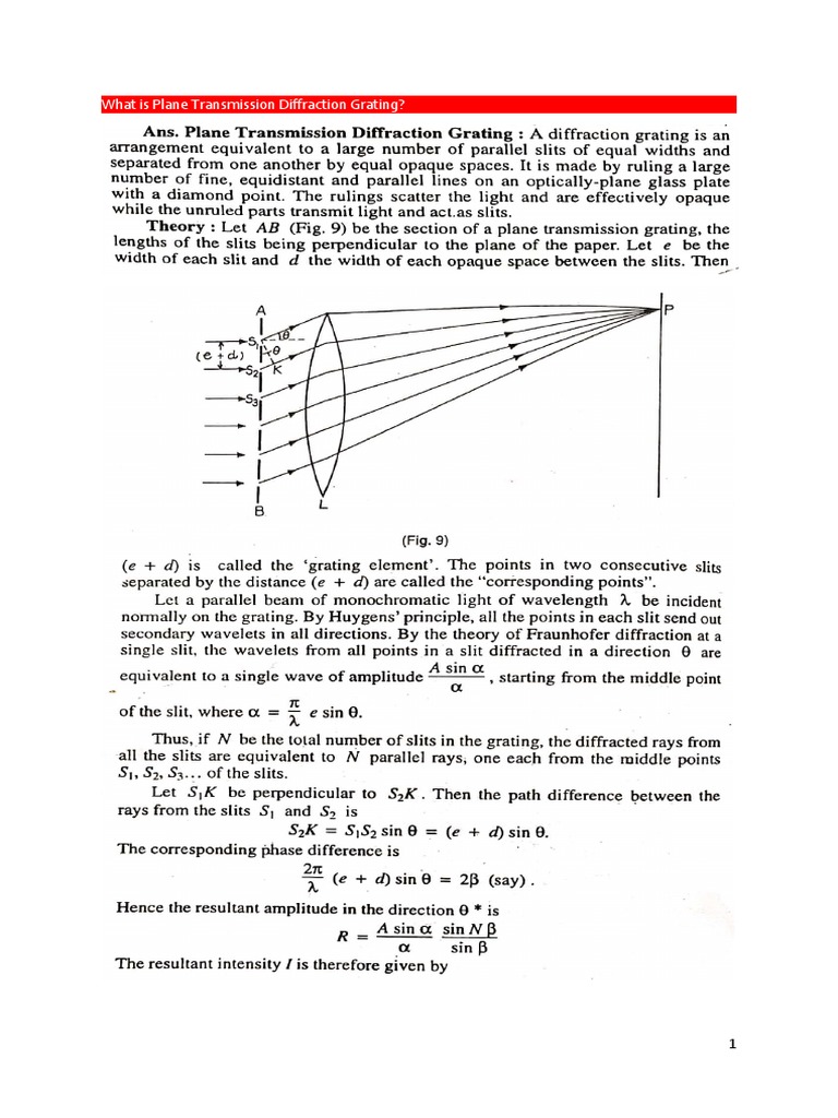 What Is Plane Transmission Diffraction Grating? | PDF | Computers