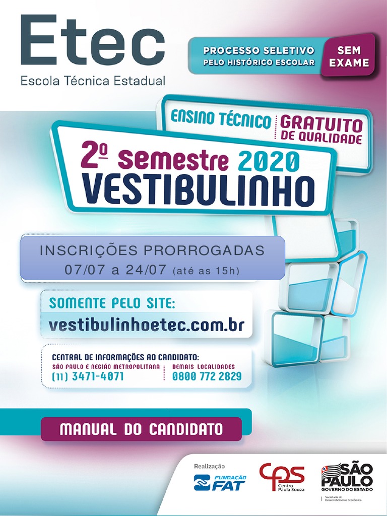 Vestibulinho 1 semestre 2023 – Etec Philadelpho Gouvêa Netto