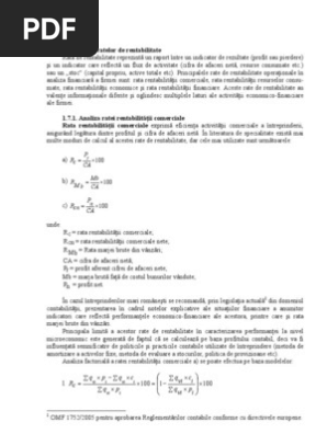 Analiza Ratelor De Rentabilitate