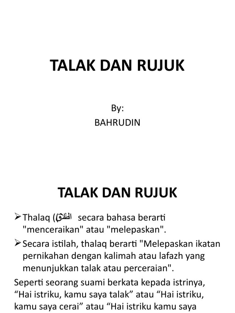 Jenis-Jenis Talak dan Rujuk dalam Islam | PDF