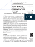 Relationship Between Transformational Leadership Behaviors and Manufacturing Strategy